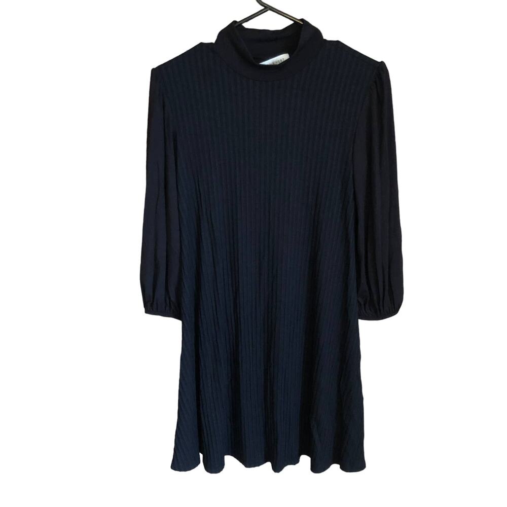 Amour Vert Women's Dress Black Ribbed Long Sleeve Rhianne NWT's $138